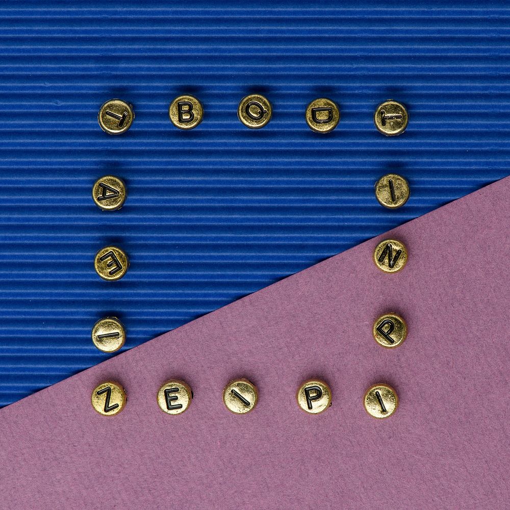Gold alphabet beads border frame