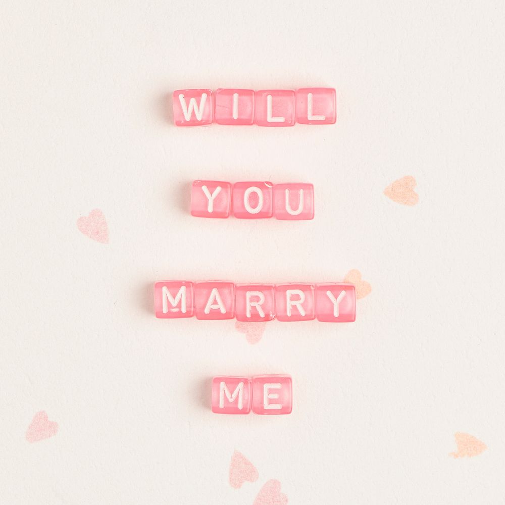 WILL YOU MARRY ME beads message typography