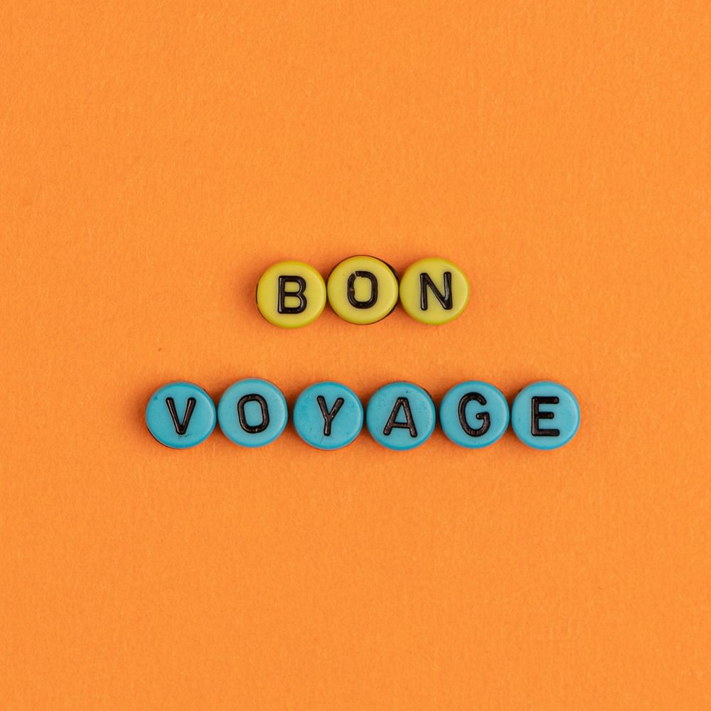 BON VOYAGE beads text typography on orange
