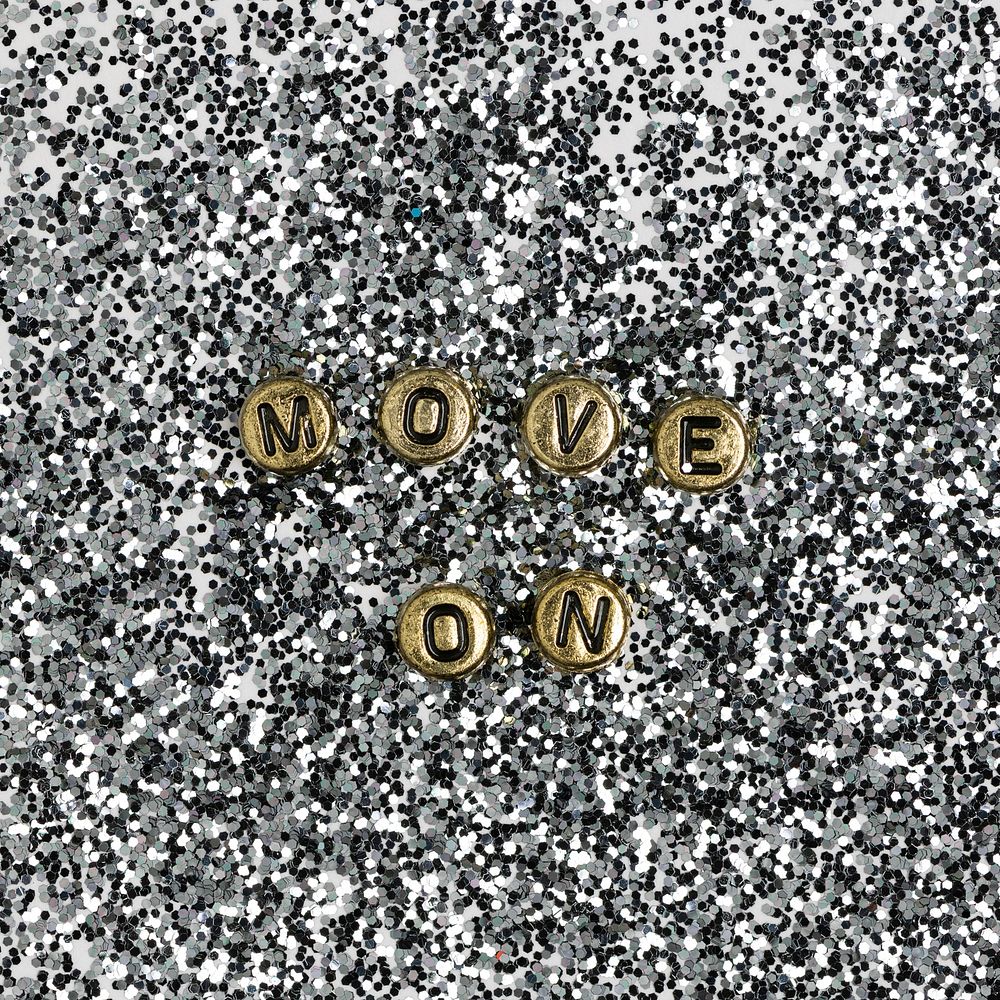 MOVE ON beads word typography on glitter background