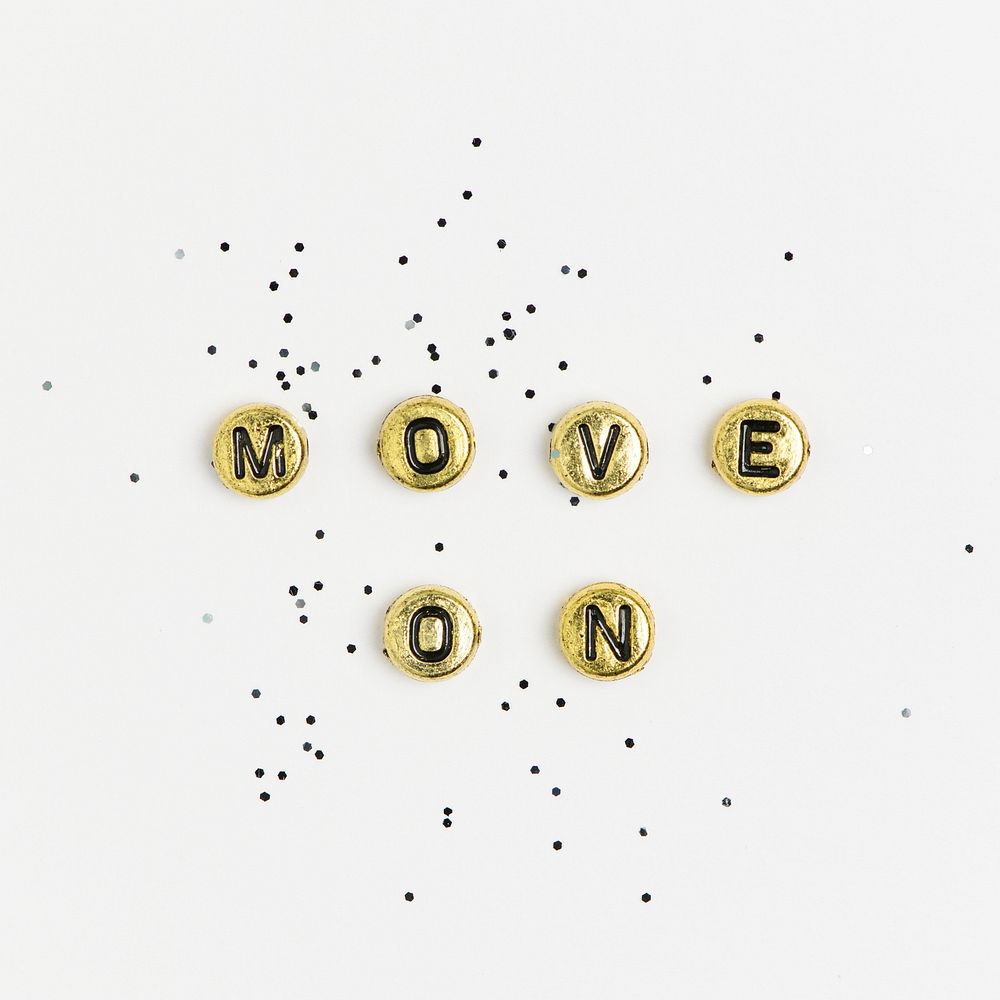 MOVE ON beads text typography on white