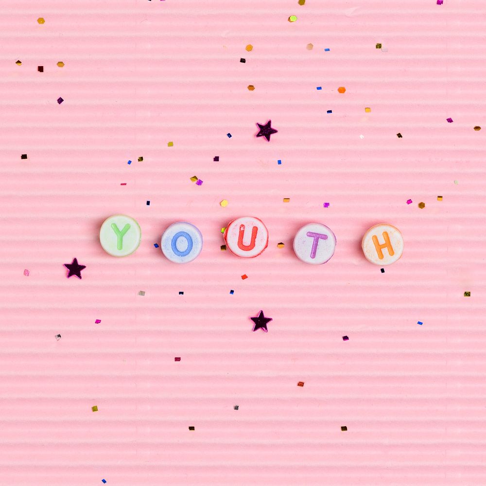 Colorful YOUTH beads text typography