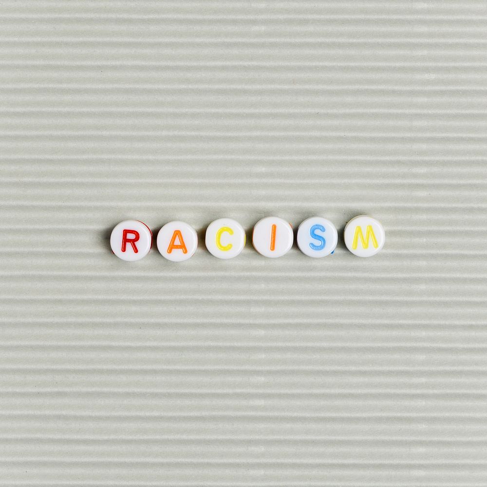 Racism word typography alphabet beads