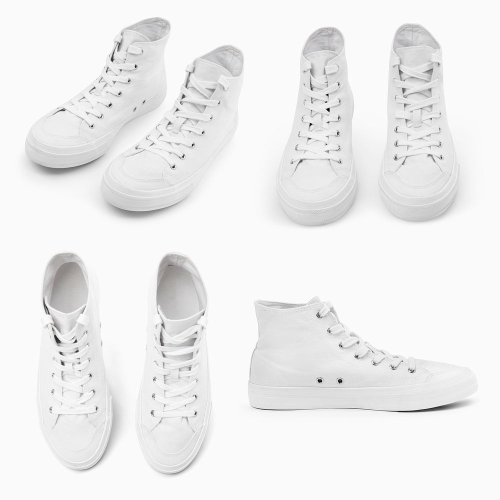 White high top sneakers unisex footwear fashion collection