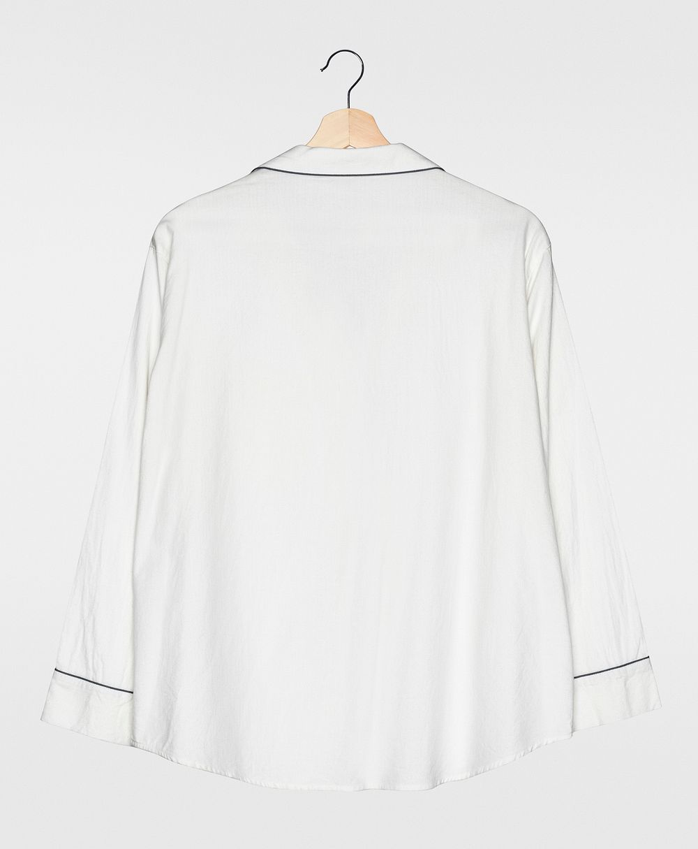 White pajama shirt rear view simple nightwear apparel
