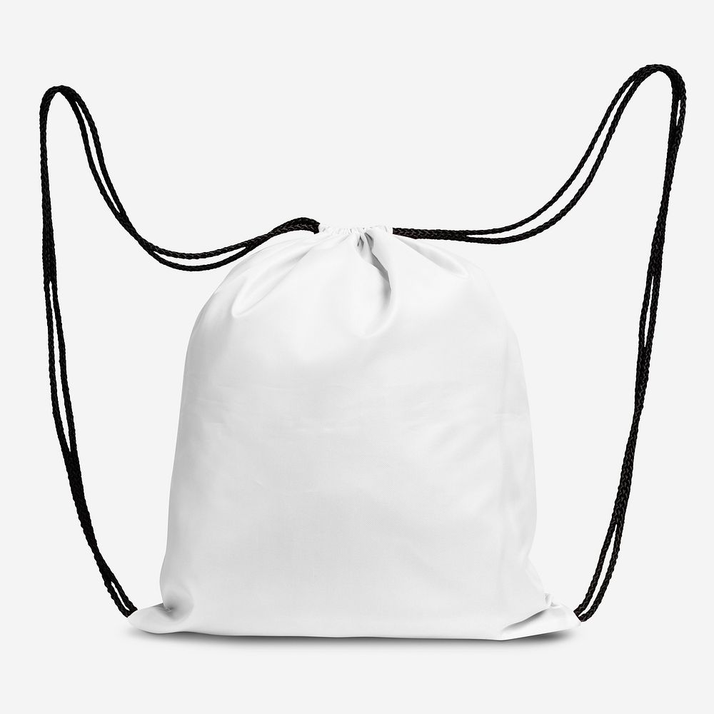 Simple white drawstring bag with black rope
