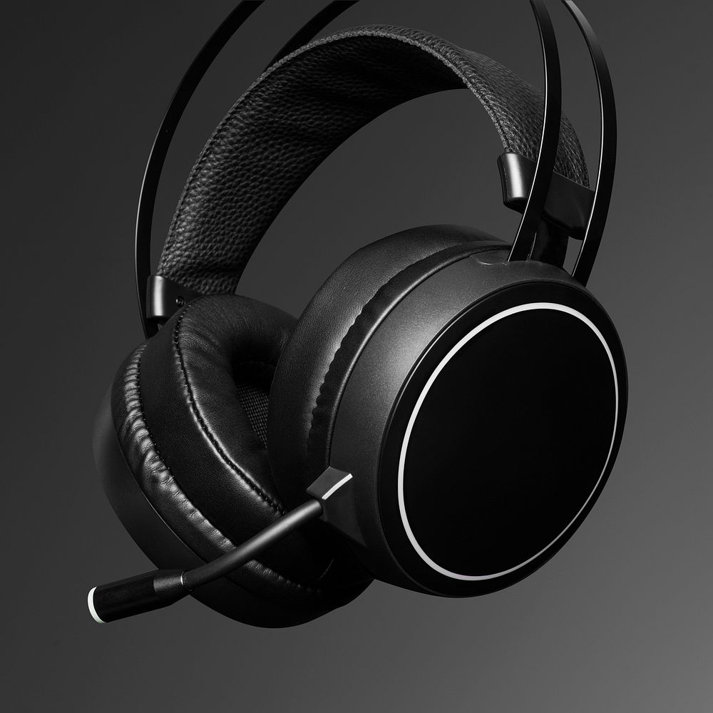 Black headphones mockup digital device