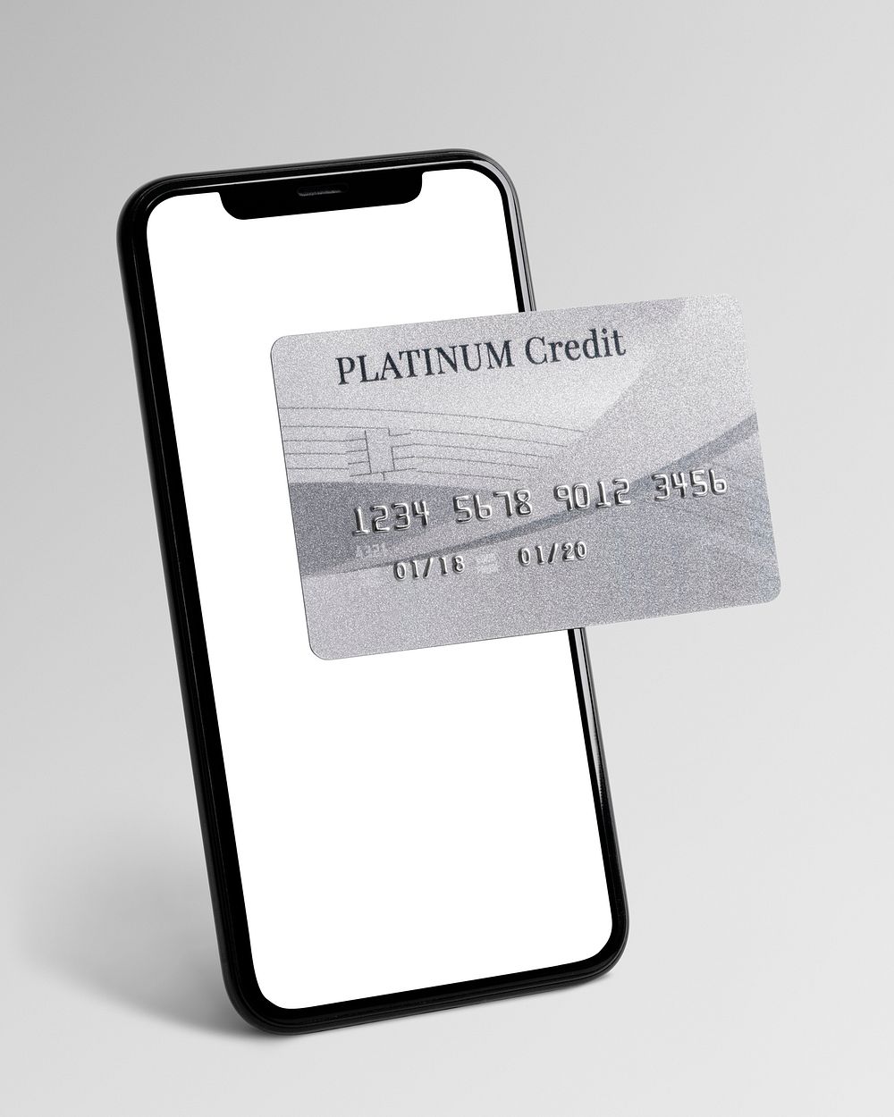 Platinum credit card mockup mobile banking