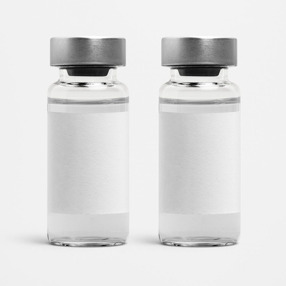 Injection glass bottles with blank white label