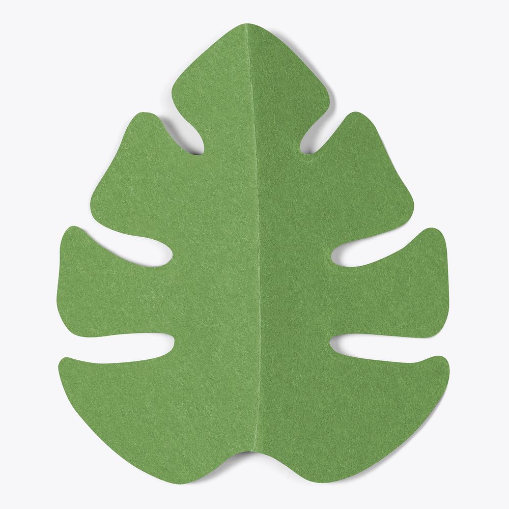 Green leaf in paper craft style