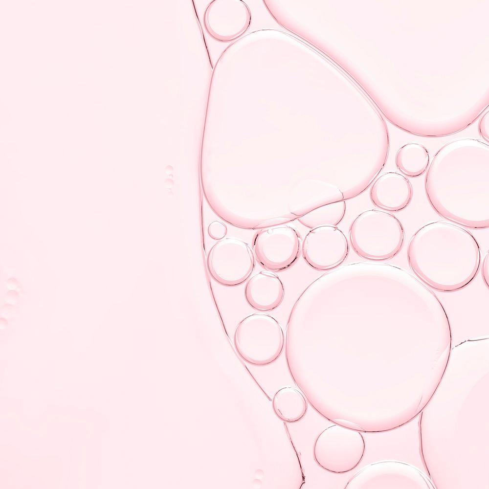 Pink background, abstract oil bubble in water