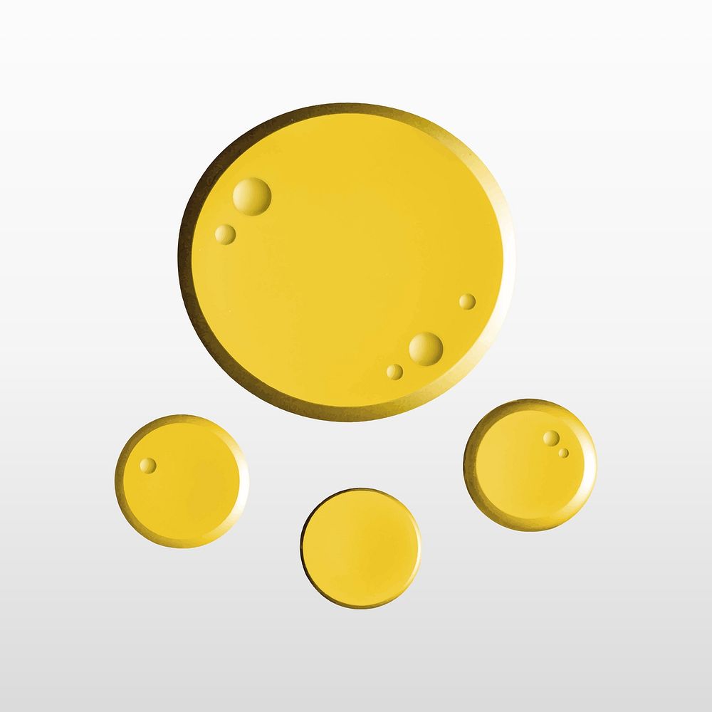 Yellow oil liquid bubble macro vector cosmetic product