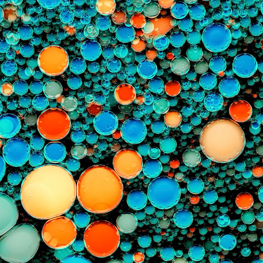 Colorful background, oil bubble in water