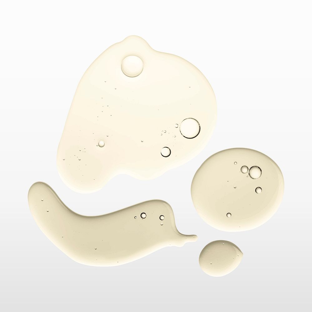 Yellow oil liquid bubble macro vector cosmetic product set