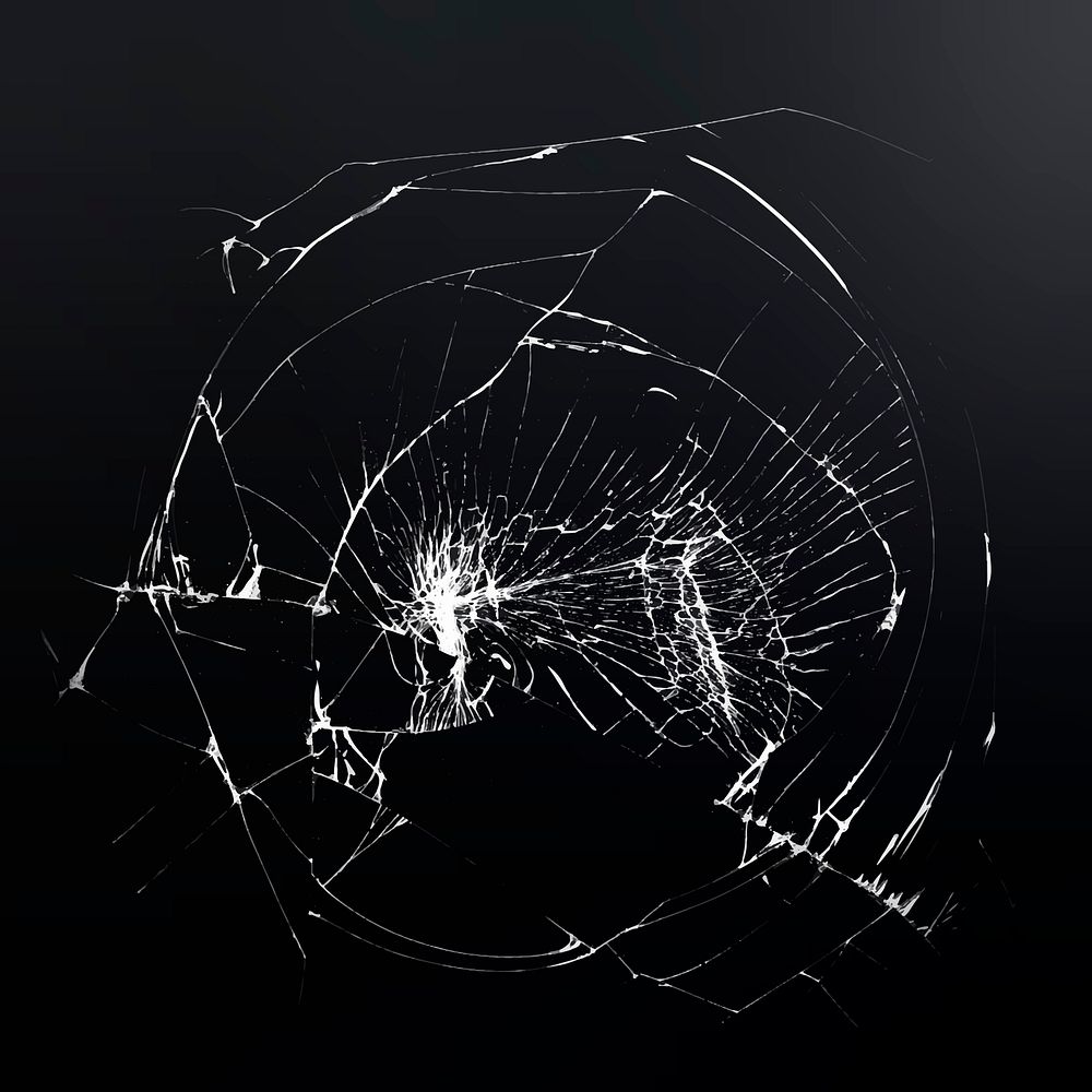 Black background vector with broken glass texture