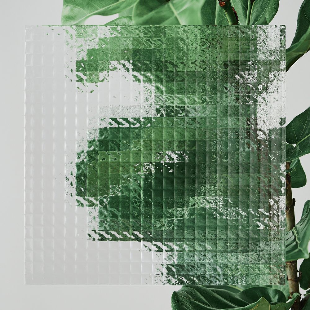 Green leaf background with patterned glass texture