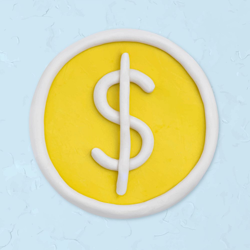 Dollar coin clay icon vector cute handmade finance creative craft graphic
