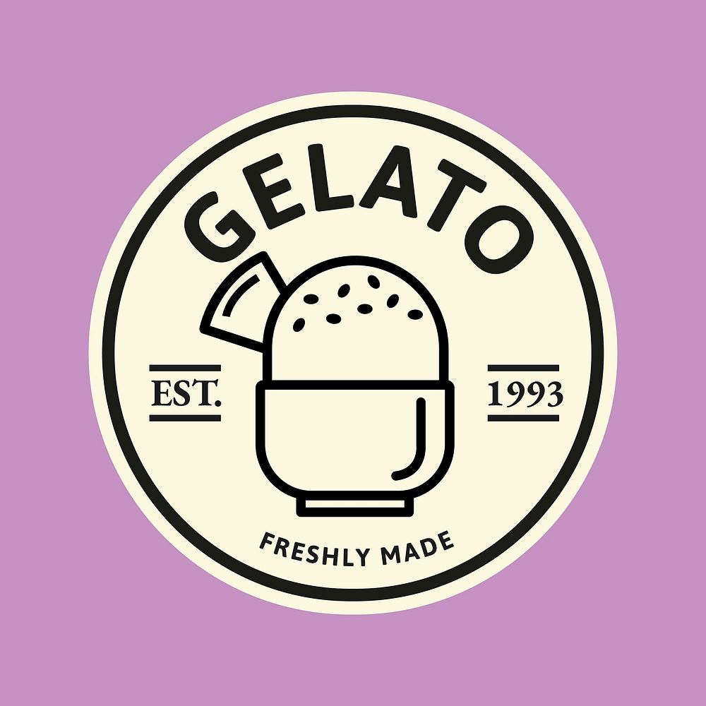 Gelato business logo in cute doodle style