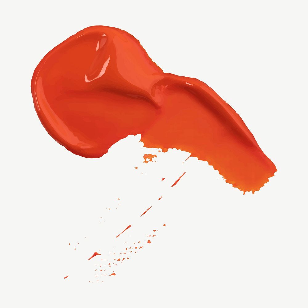 Orange paint smudge textured vector brush stroke creative art graphic