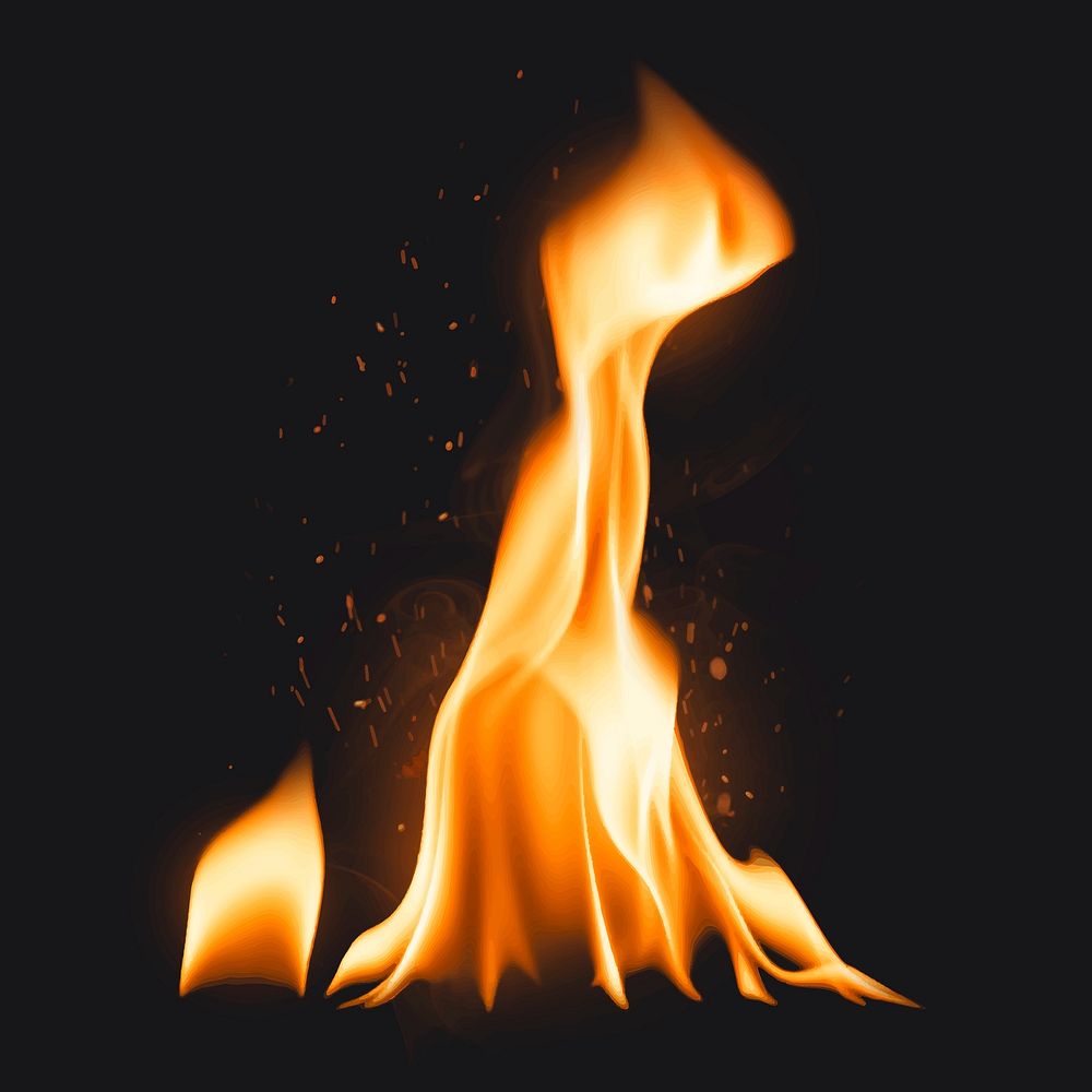 Campfire flame sticker, realistic burning fire image vector