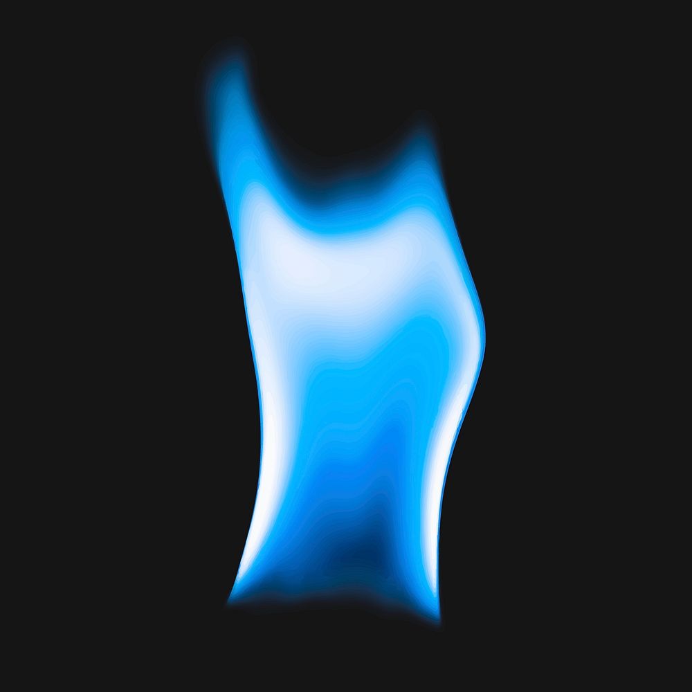 Blue flame sticker, realistic torch fire image vector