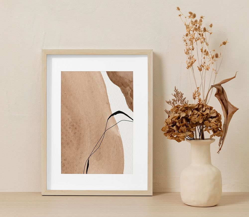Framed watercolor painting, aesthetic home decoration