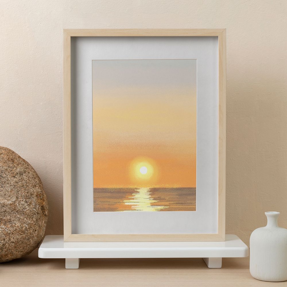 Framed sunset photo, aesthetic home decoration