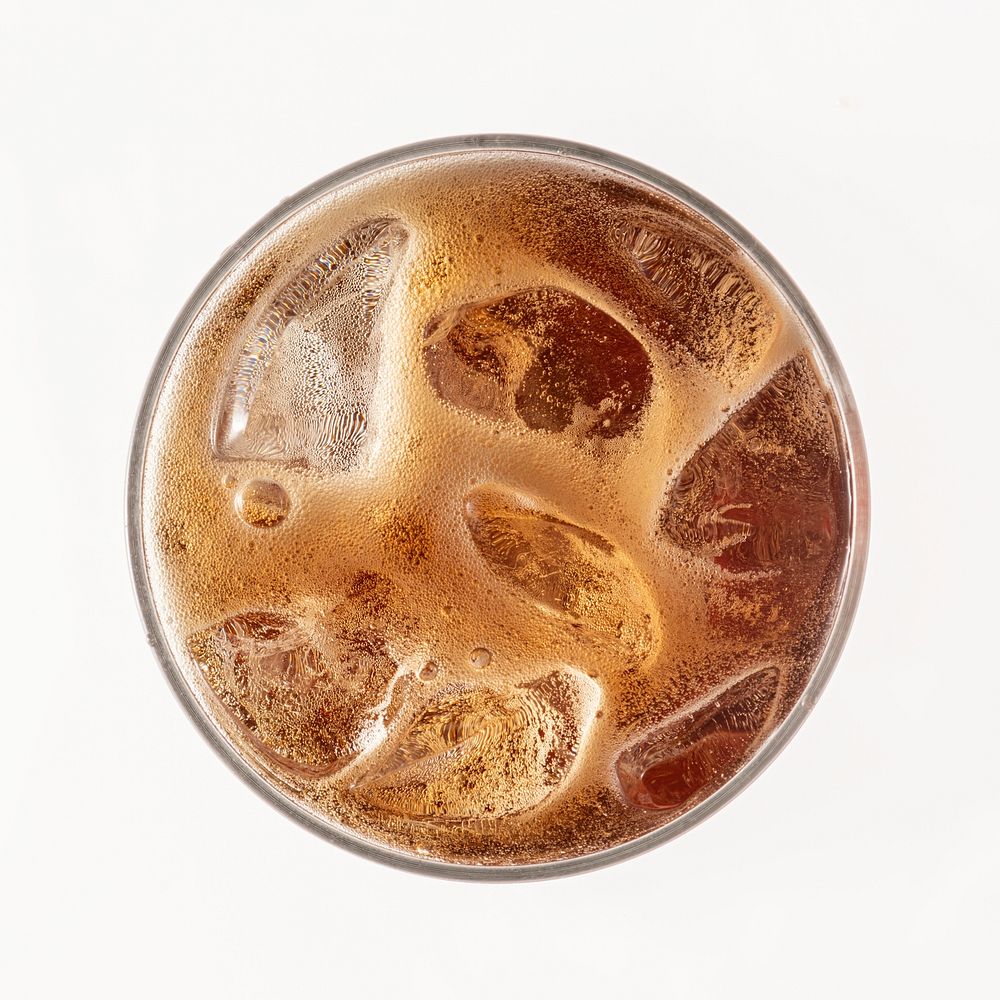Aerial view of fizzy drink in a glass