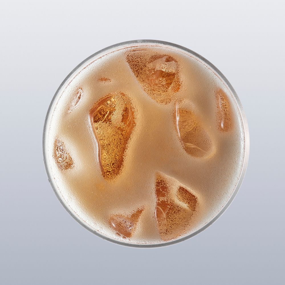 Aerial view of fizzy drink in a glass