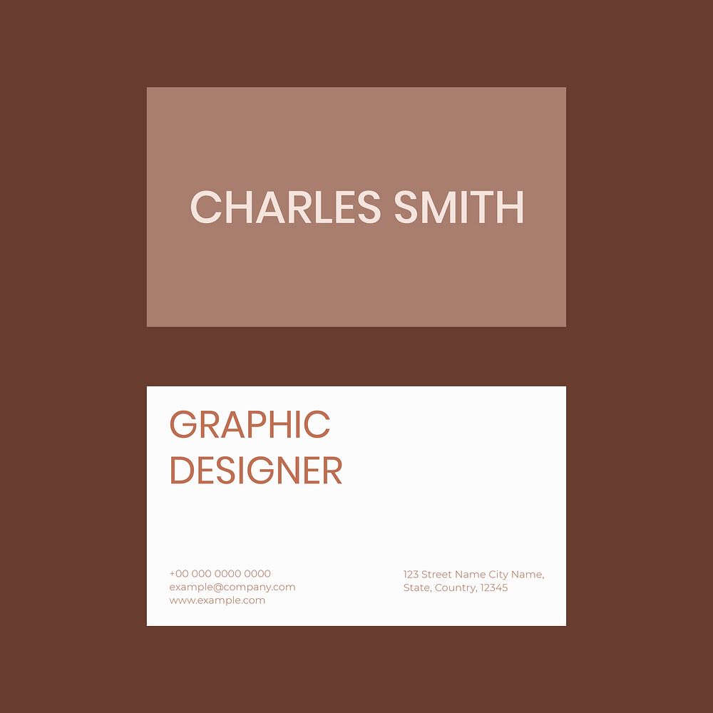 Business card template vector in brown tone flatlay