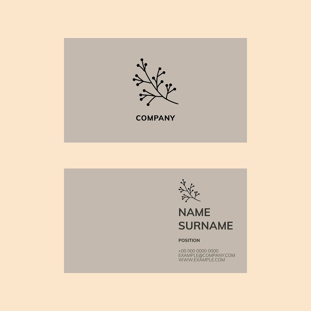 Business card template vector in gray tone flatlay