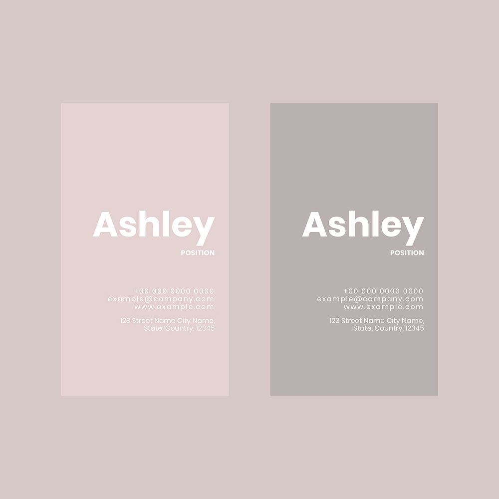 Business card template vector in pink and gray tone flatlay