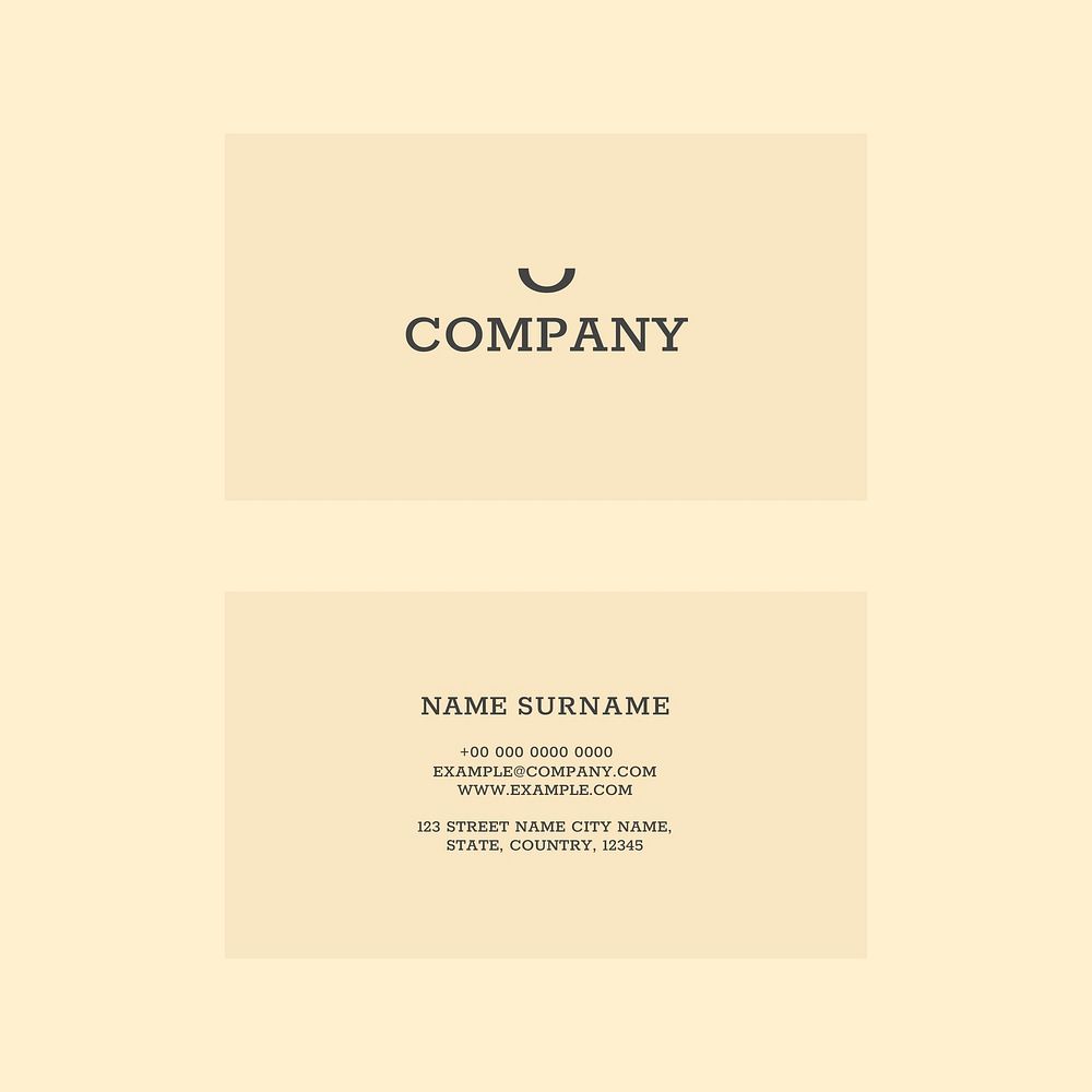 Business card template vector in beige tone flatlay