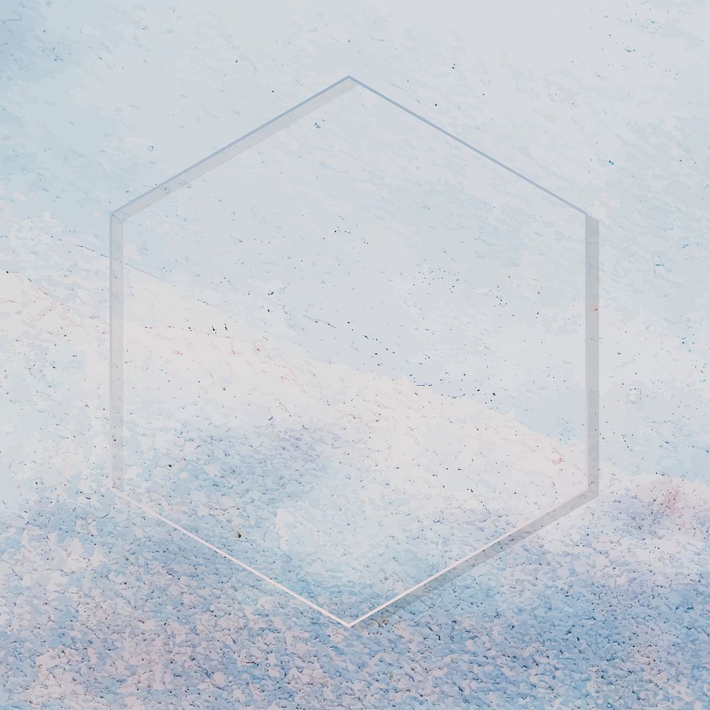 Hexagon frame on light blue paint textured background vector