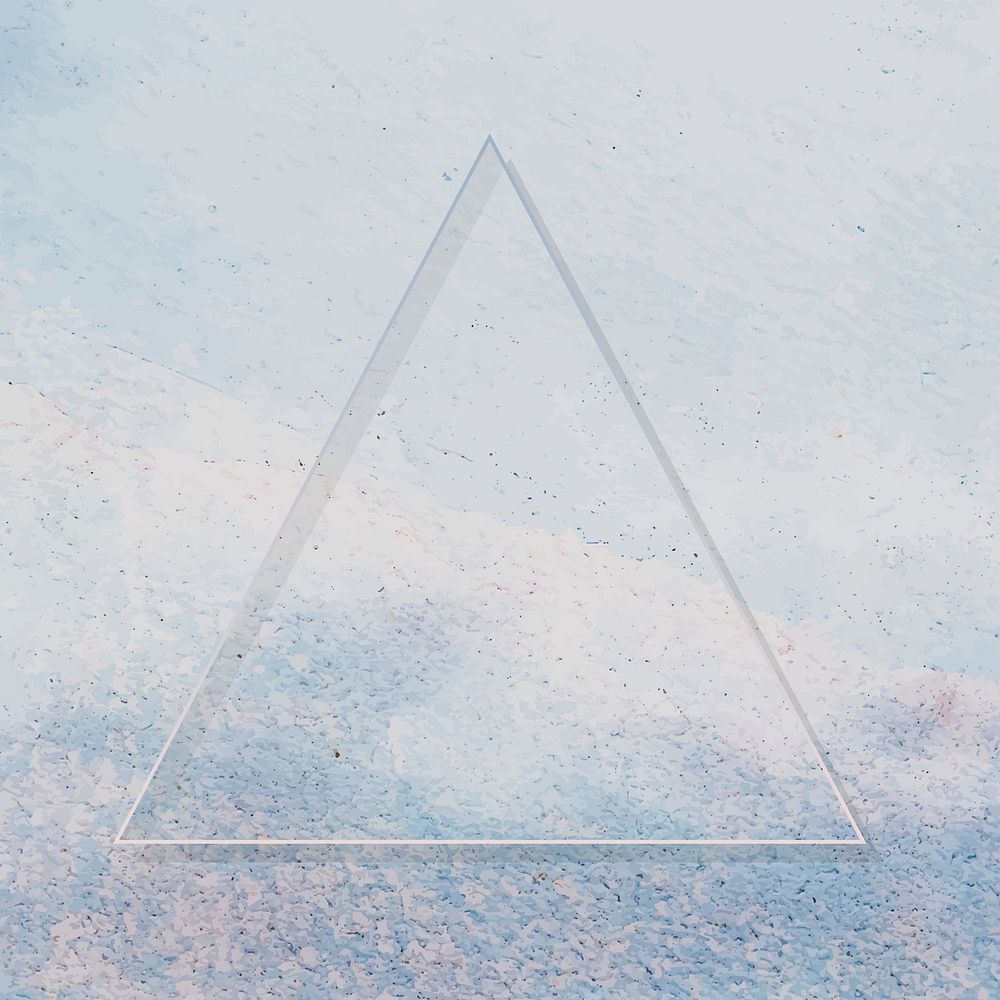 Triangle frame on light blue paint textured background vector