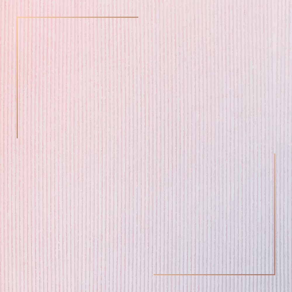 Square gold frame on pink corduroy textured background vector