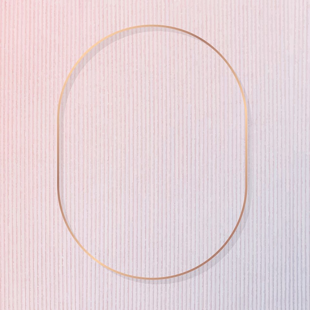 Oval gold frame on pink corduroy textured background vector