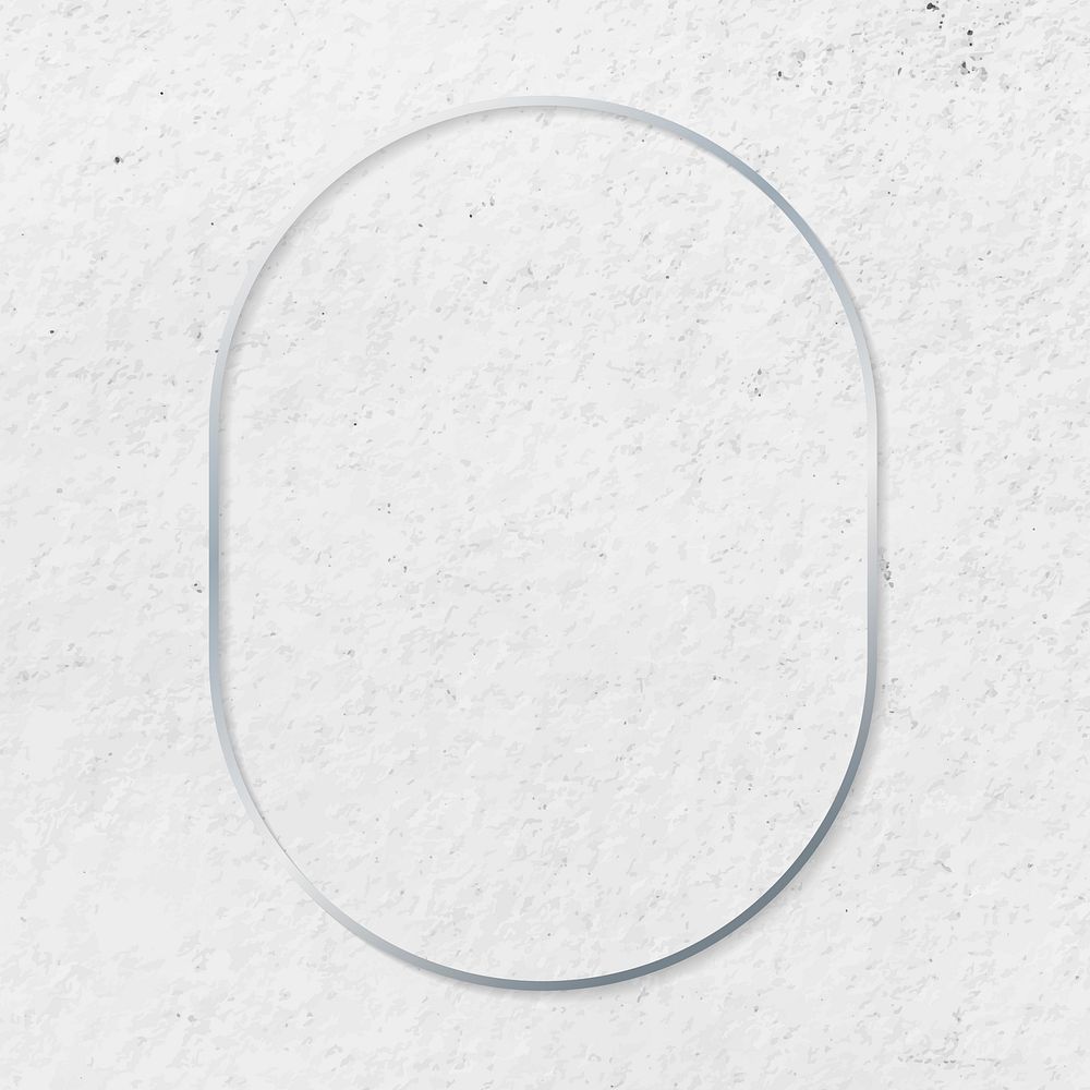 Oval silver frame on cement textured background vector