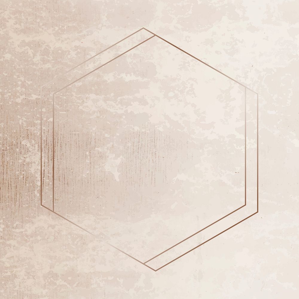 Hexagon gold frame on grunge background vector