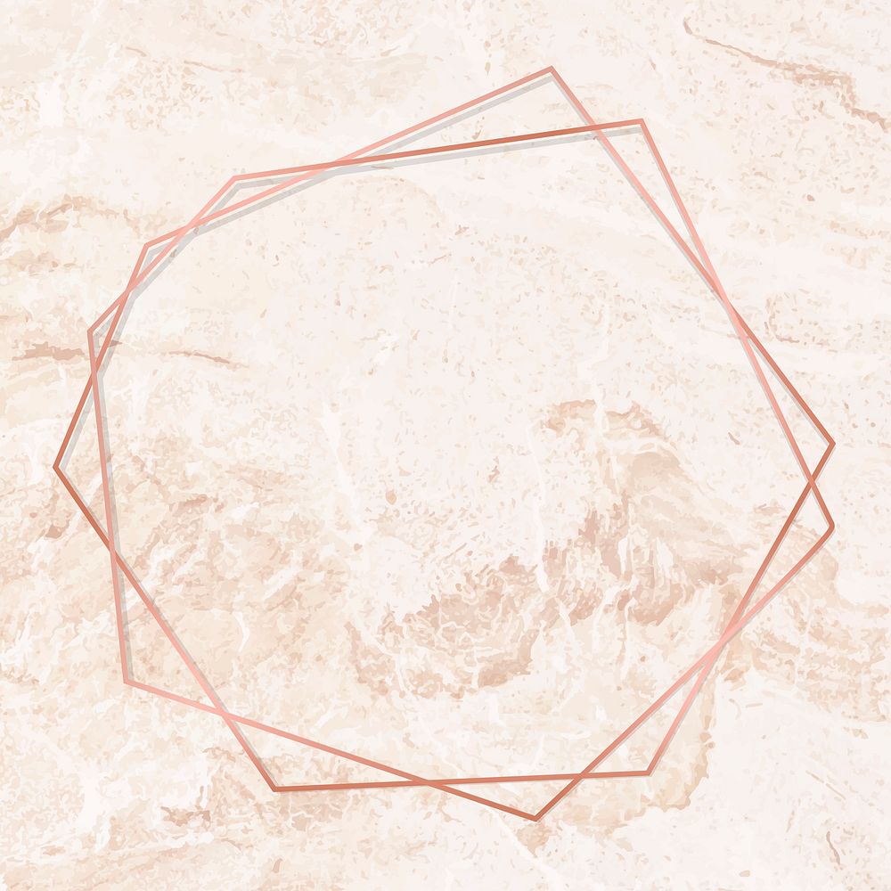 Hexagon frame on orange marble background vector