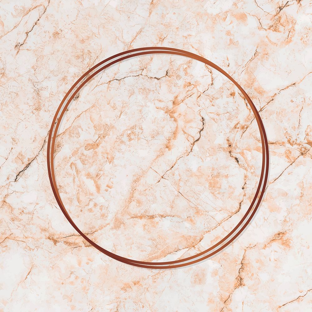 Round copper frame on orange marble background vector