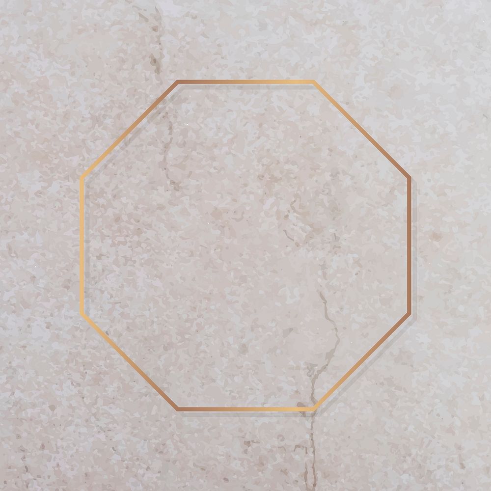 Octagon gold frame on marble background vector