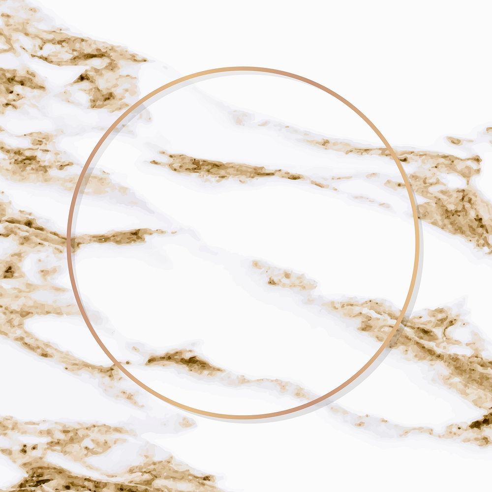 Round copper frame on white marble background vector