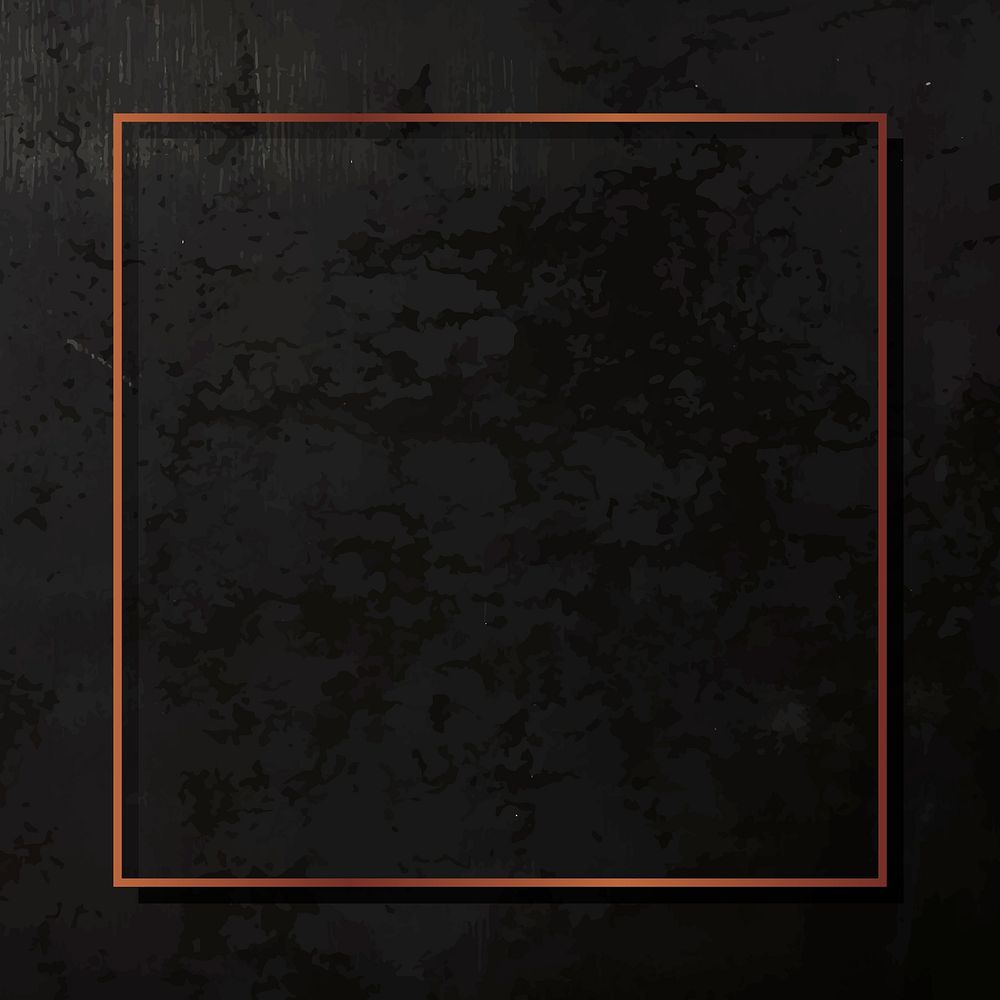 Square copper frame on black background vector