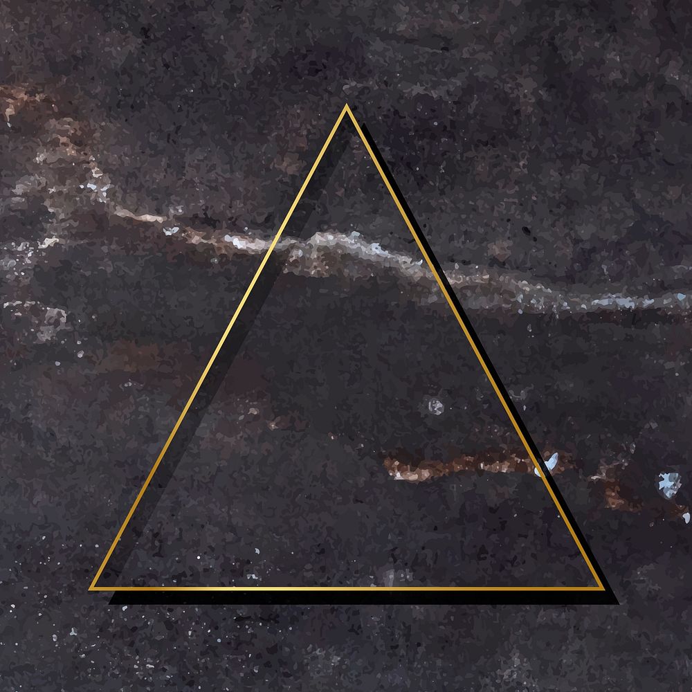 Triangle gold frame on black marble background vector