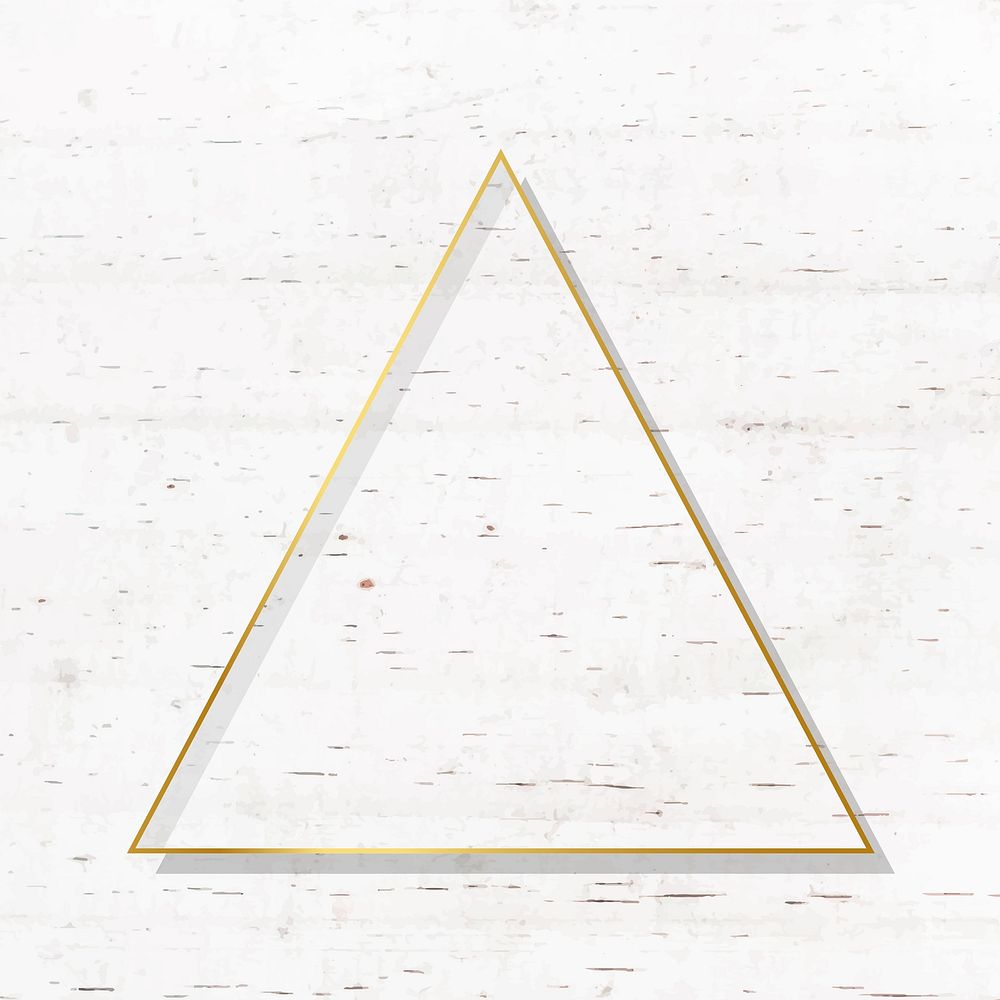 Triangle gold frame on beige marble background vector