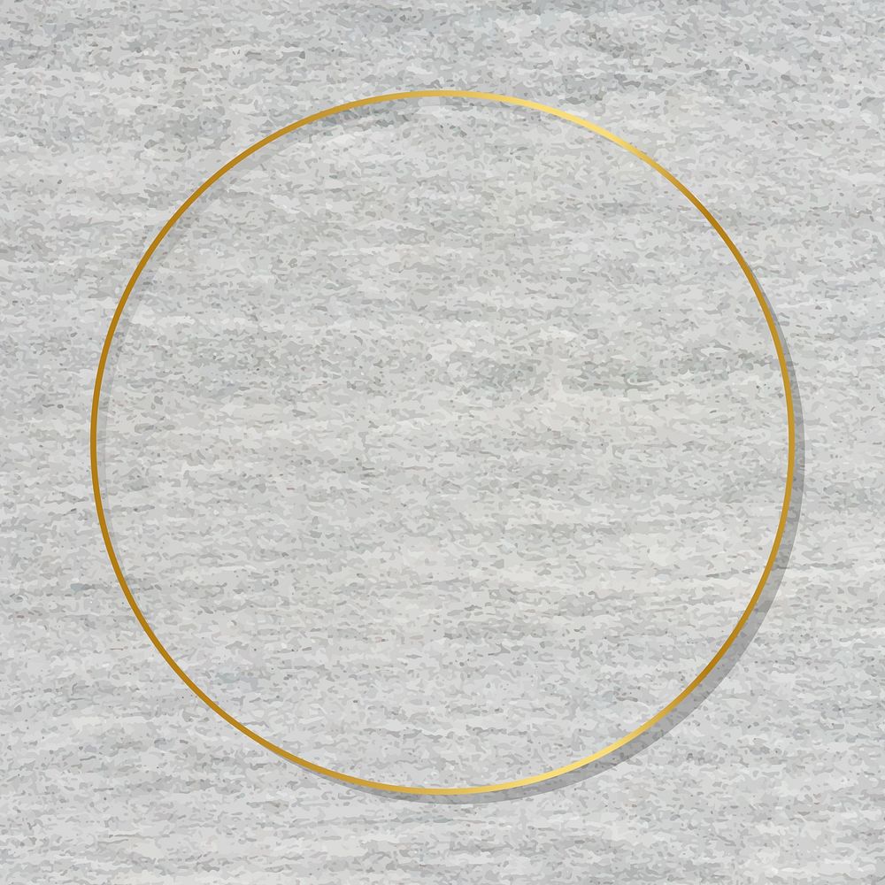 Round gold frame on gray cement background vector