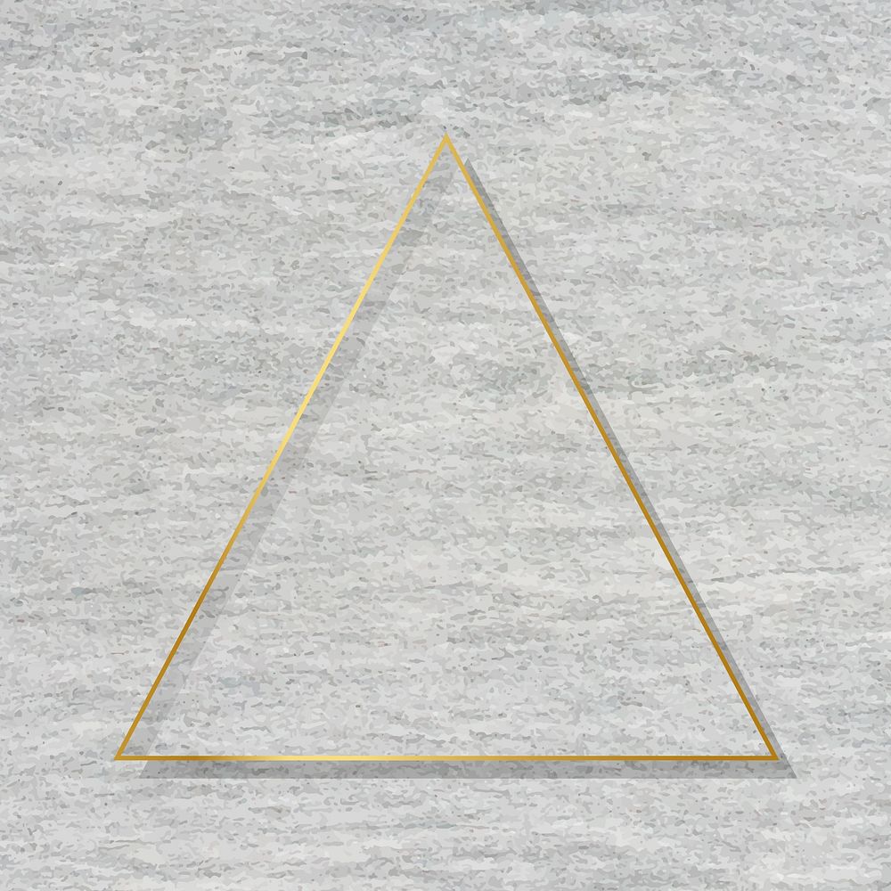Triangle gold frame on gray cement background vector