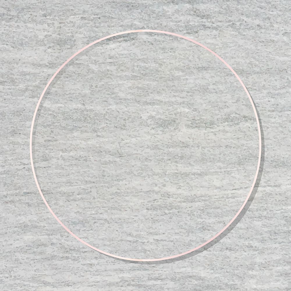 Round rose gold frame on cement background vector