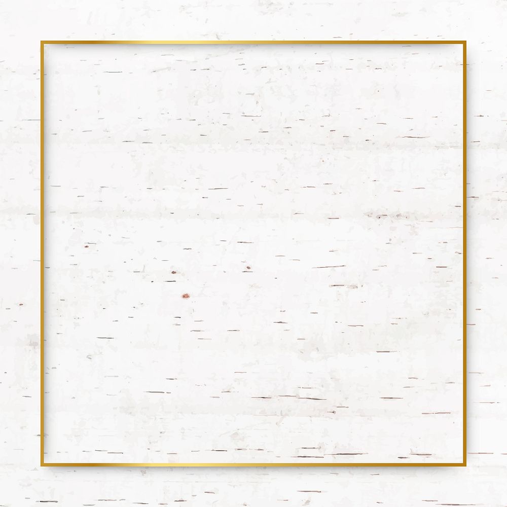 Square gold frame on beige marble background vector